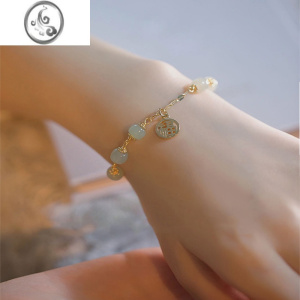 JiMi和田玉福牌手链女夏ins小众设计复古高级感2022年新款手饰可调节 和田玉福字手链