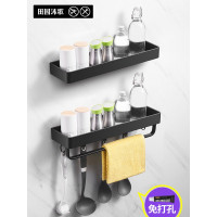 黑色厨房置物架壁挂式收纳储物调味料架用品家用大全免打孔收纳层架 三维工匠