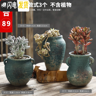 三维工匠多肉花盆陶瓷大号小老桩粗陶透气创意个性肉肉植物盆 款式4-组合89 大花盆容器