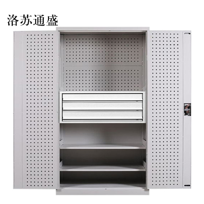 洛苏通盛工具柜加厚铁皮储物柜工厂车间用带抽屉汽修多功能收纳柜通门内三抽柜灰白色