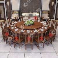 居将电动餐桌餐厅大圆桌转盘餐桌椅组合 2.2米圆桌 12把餐椅