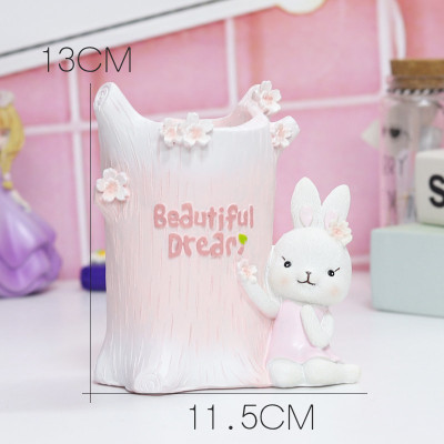 生日少女心笔筒创意时尚可爱粉色卡通儿童女孩公主小兔子学生三维工匠粉猪笔筒蓝色