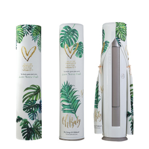 京城派 空调罩圆形柜机防尘罩保护套格力美的奥克斯海尔开机不取大3p圆柱立式圆柜机罩 7632北欧叶子 175*40cm