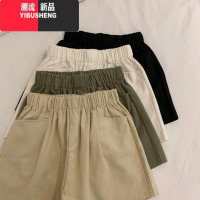 YIBUSHENG季松紧腰阔腿短裤女宽松百搭直筒休闲裤绿色清爽阔腿裤天热裤