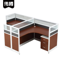 伟樽屏风办公桌双人位带柜240*140*110cm套
