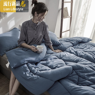 超柔软水洗棉日式被子被褥双人太空被贴身被芯单人学生宿舍春秋被 三维工匠