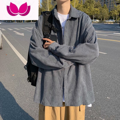 七斓日系复古vintage灯芯绒衬衫男cityboy长袖衬衣薄款外套上衣