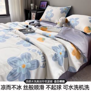 水洗夏凉被四件套夏被空调被夏季冰丝被子被芯可机洗夏天薄被