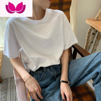 七斓美式复古辣妹正肩独特别致宽松上衣女春高级感白色短袖t恤女夏季