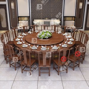 居将电动餐桌餐厅大圆桌转盘餐桌椅组合 3米圆桌 16把餐椅