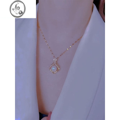 JiMi夏季新款气质优雅珍珠项链女高级感轻奢钛钢吊坠冷淡风锁骨链颈链