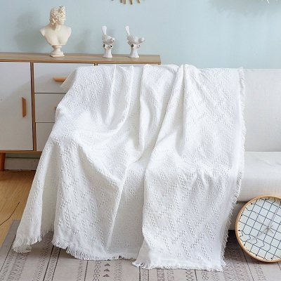 家柏饰(CORATED)北欧双面全盖沙发布沙发巾沙发毯布单沙发套罩沙发垫盖布 米白T格 180*340cm