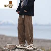 YANXU灯芯绒工装裤子男日系复古直筒宽松休闲长裤男生潮牌哈伦裤