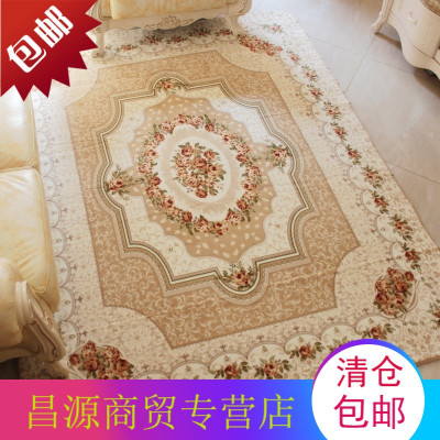 欧式客厅地毯新古典卧室床前地毯客厅茶几地毯珊瑚绒时尚印花地毯