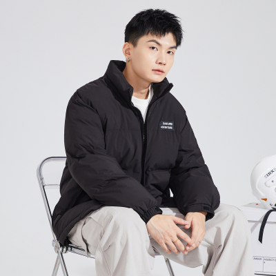 [3件8.5折246.4元,叠加优惠券]唐狮冬季新款男士棉衣立领短款宽松休闲夹棉外套保暖黑色棉服