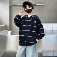 儿童装男童春装假两件卫衣2026新款中大童春秋款男孩春季帅气上衣