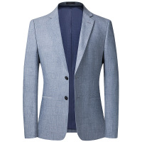 灰格西装春秋薄款男式休闲西服韩版修身小西装男西服外套