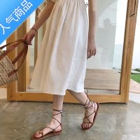 SUNTEK交叉绑带凉鞋女夏平底仙女配裙子2023年新款泰国沙滩系带罗马鞋女