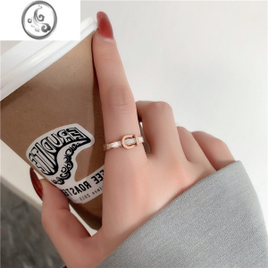 JiMi大码戒指女胖MM欧美时尚个性皮带扣贝壳镶钻粗手胖人食指指环尾戒