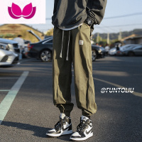 七斓军绿色vintage美式裤子男款cityboy日系工装裤束脚滑板裤