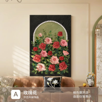 维诺亚中古风客厅装饰画法式复古壁画珍珠玫瑰小众奶油风沙发背景墙挂画