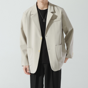 啄木鸟黑色高级感西装外套男士秋冬季宽松休闲礼服小西服伴郎服K