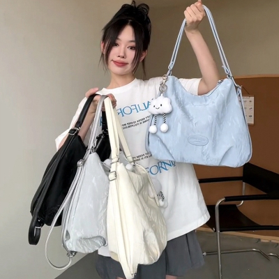  闪电客简约森系通勤托特包高级软糯感学生上课双肩背包单肩斜挎包包