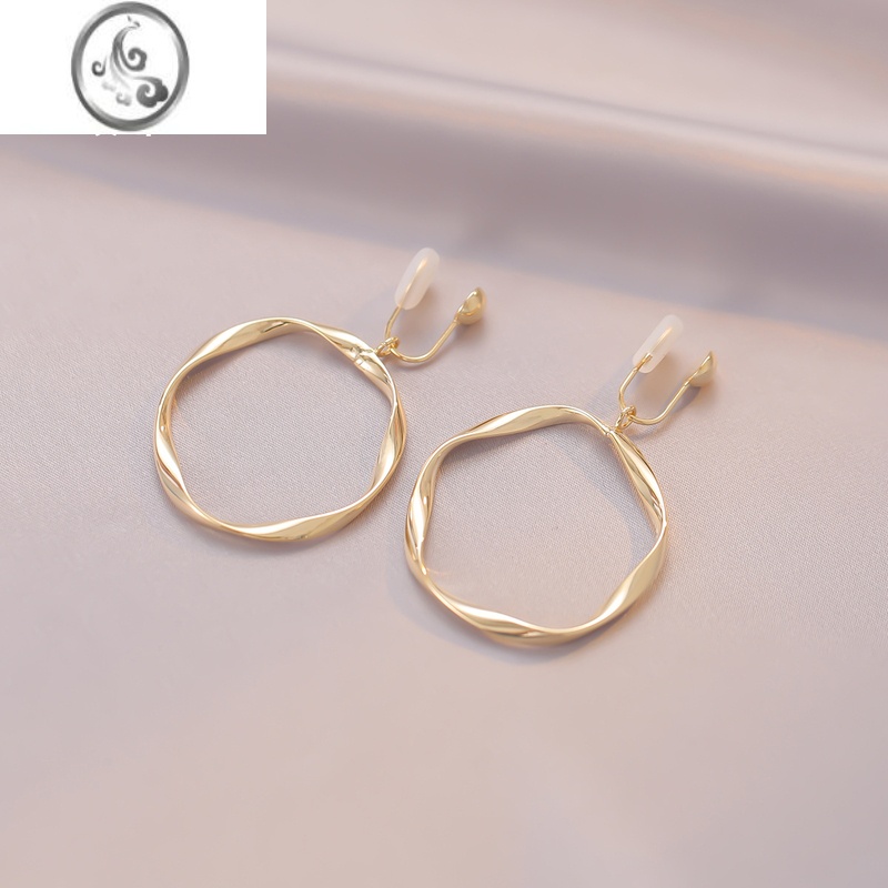 JiMi大圈耳夹女无耳洞夸张圆脸显脸小蚊香盘耳夹无痛耳饰大圆圈耳环女