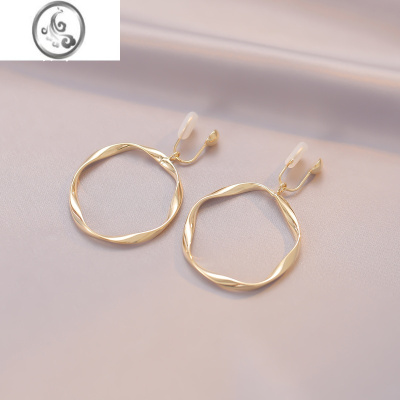 JiMi大圈耳夹女无耳洞夸张圆脸显脸小蚊香盘耳夹无痛耳饰大圆圈耳环女