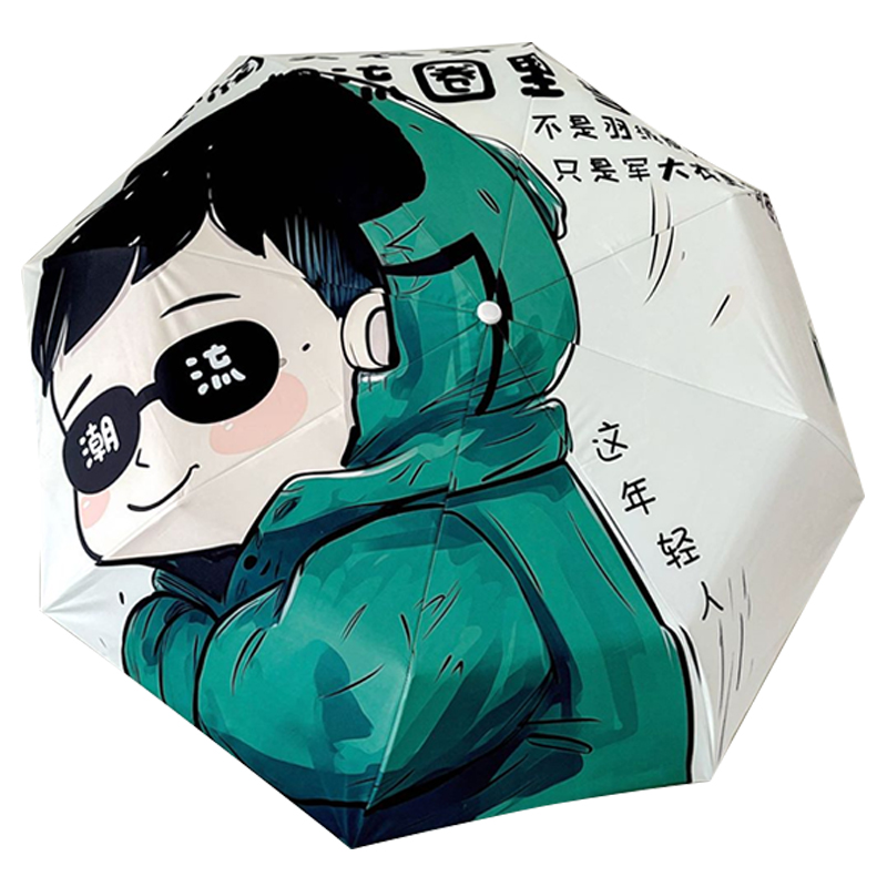 手动钢骨玻纤 加厚黑胶伞布 橡胶漆手柄 YF-W2024003 晴雨两用伞