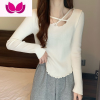 七斓设计感小众长袖T恤女2023春装高级感时髦洋气内搭打底衫上衣