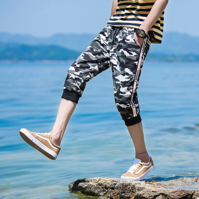 男式白色七分运动裤