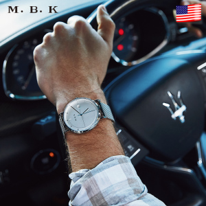M.B.K欧美品牌手表全自动机械表 男款简约时尚男表50米防水纤薄潮流男士手表单日历腕表M1002G01