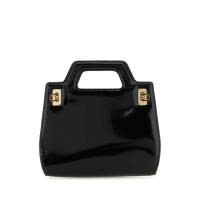 Salvatore Ferragamo精致迷你金色五金小牛皮女士手拿包手提斜挎两用钱包
