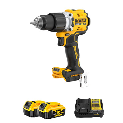 得伟20V锂电无刷紧凑冲击钻DCD806NT+DCB182X2+DCB1104套