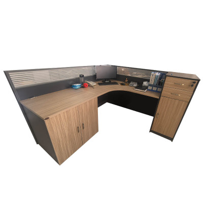 广亿隆办公桌屏风组合桌单人位带高柜