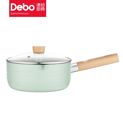 Debo德铂 格拉铝合金雪平锅不粘奶锅泡面锅煮奶锅燃气电磁炉通用 DEP-792 绿色20cm/个