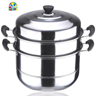 蒸锅不锈钢3层 加厚蒸锅 二层2层电磁炉汤锅 煤气炉锅具 FENGHOU 34cm加厚:买一送六
