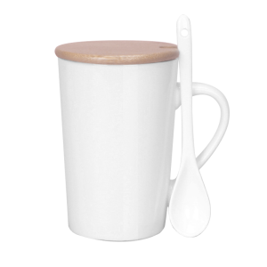 优诗提念YSTN-SB09 380ml带盖勺马克杯(计价单位:个)白色