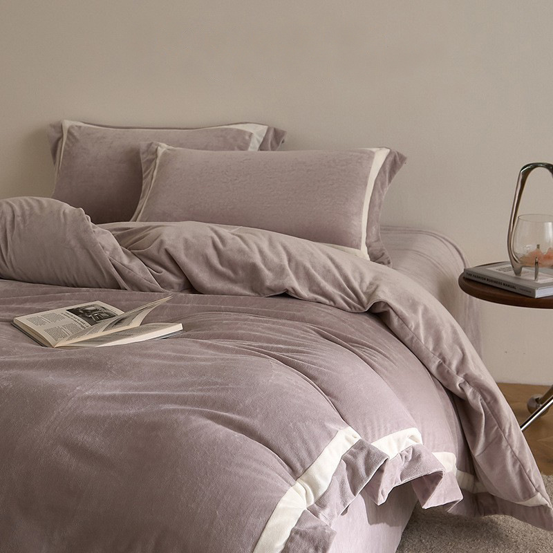 A类婴儿绒四件套母婴加绒加厚保暖床上用品秋冬季牛奶绒被套床单