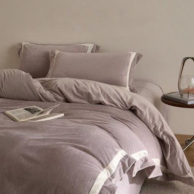 A类婴儿绒四件套母婴加绒加厚保暖床上用品秋冬季牛奶绒被套床单