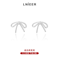 S925纯银蝴蝶结耳钉女简约气质高级感耳环2025新款小众冷淡风耳饰送女朋友老婆情人节七夕生日礼物