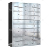 悦山不锈钢餐盘柜食堂员工多门储物柜304不锈钢40门磁吸锁YSOA11FO40MP304C