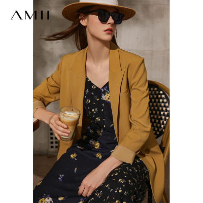 Amii极简法式气质雪纺连衣裙2021早春新款性感吊带收腰碎花裙子女