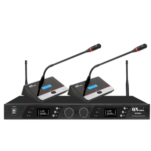 启诺QN-862A视频会议一拖二无线话筒鹅颈式电容台式视频会议应用PLL频率合成锁相环技术频率可调