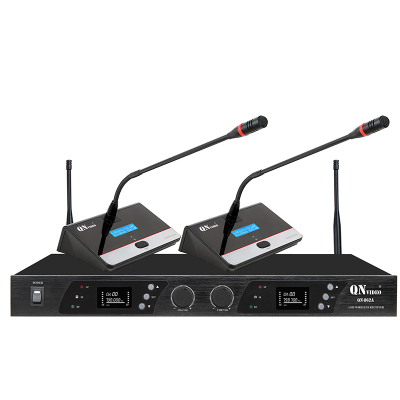 启诺QN-862A视频会议一拖二无线话筒鹅颈式电容台式视频会议应用PLL频率合成锁相环技术频率可调