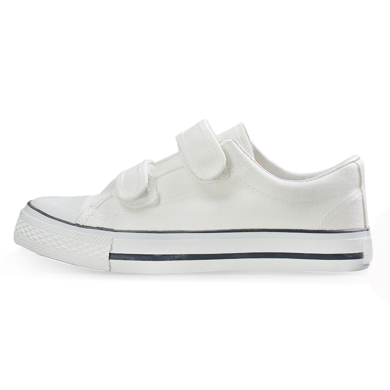 双星活力宝贝布鞋白鞋儿童魔术贴轻便舒适帆布鞋青春风低帮鞋四季