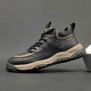 男士真皮高帮鞋歪头萌丑休闲鞋欧洲站男鞋网红小众秋冬芒果鞋