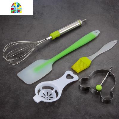 不锈钢打蛋器手动鸡蛋奶油搅拌器家用搅蛋棒刮刀工具套装 FENGHOU 绿套装+绿色米奇煎蛋器