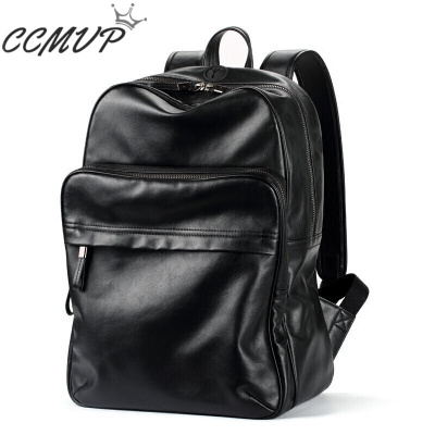 CCMVP品牌自营质量保证-CCMVP双肩包真皮大容量男士背包休闲旅行包出差商务电脑背包牛皮韩版书包黑色